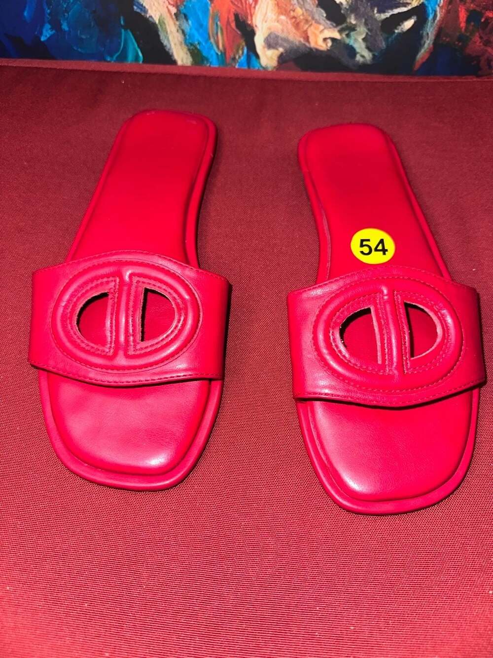 No.54 JustFab Red Faux Leather Women's Slides